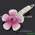 Metal hair barrette clips pink flower pattern nice fit for different hair style whole sale accessories for girl HF80679
